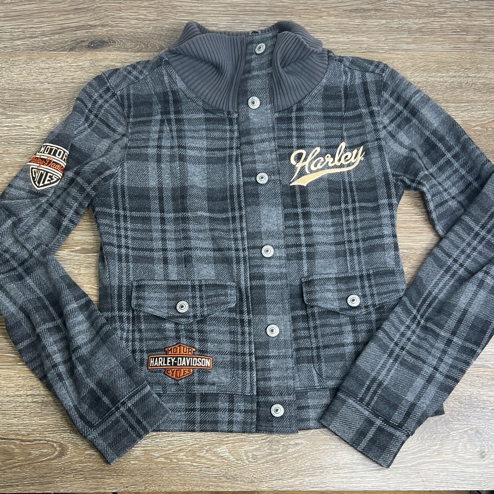 Harley-Davidson Plaid Moto Jacket – Size Small – Embroidered Logo